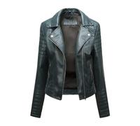 Tdvcpmkk Chaqueta de cuero con cremallera para mujer, Blackish En8, M