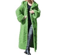 Tdvcpmkk Chaqueta de punto con capucha para mujer, con botones gruesos, larga, holgada, En8, XL