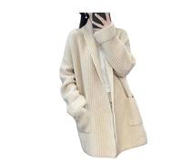 Tdvcpmkk Suéter largo para mujer, manga larga, abierto, talla grande, cárdigan de punto grueso, casual, para todo tipo de chaqueta, beige, XXL