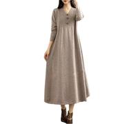 Tdvcpmkk Vestido Largo De Punto De Otoño E Invierno para Mujer, Vestido Suéter con Cuello En V Y Botones para Mujer