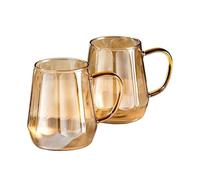 tDZP7yWpc vasos para beber Set of 2 Glass Coffee Cups, 11.8Oz(Amber)