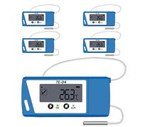 TE-04 ET Registrador de Datos de Temperatura con Sonda Externa, Pantalla Grande, Función Grabación Pausa, Informe Automático en PDF CSV, 35000 Puntos, Data Logger para envío en Cadena de Frío(5PCS)