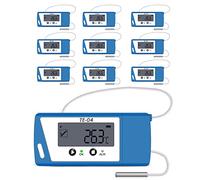 TE-04 ET Registrador de Datos de Temperatura con Sonda Externa, Pantalla Grande, Función Grabación Pausa, Informe Automático en PDF CSV, 35000 Puntos, Data Logger para envío en Cadena de Frío(10PCS)