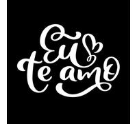 Te amo en portugués, caligrafía "eu te amo" con diseño de cita navideña de corazón. Calcomanías de tallado fino 50.4x71.3cm Impermeable Blanco