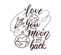 Te amo hasta la luna y más allá Calcomanías de pared de PVC 42x46.9cm No se cae Café