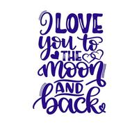 Te amo hasta la luna y más allá corazón día de san valentín amor sé mío vacaciones Calcomanías de tallado fino 36x51.1cm No daña la superficie de la pared Azul oscuro