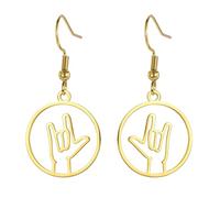 Te amo mano signo símbolo pendientes ASL mano signo encanto pendientes americano ASL lenguaje joyería intérprete maestro regalo (oro 2)
