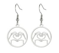 Te amo mano signo símbolo pendientes ASL mano signo encanto pendientes americano ASL lenguaje joyería intérprete maestro regalo (plata)
