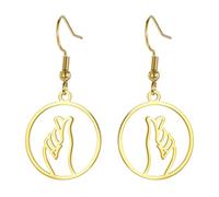 Te amo mano signo símbolo pendientes ASL mano signo encanto pendientes americano ASL lenguaje joyería intérprete maestro regalo (oro 3)