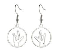 Te amo mano signo símbolo pendientes ASL mano signo encanto pendientes americano ASL lenguaje joyería intérprete maestro regalo (plata 2)