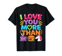 Te amo más que a la hamburguesa de café unicornio divertido Camiseta