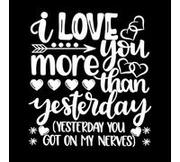Te amo más que ayer corazón día de san valentín amor sé mío vacaciones Calcomanías de pared 67.2x73.9cm No se cae Blanco