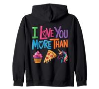 Te amo más que Pizza Cupcake Unicornio Sudadera con Capucha
