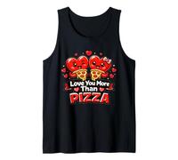 Te Amo más Que Pizza, Divertida Pareja de Corazones de San Valentín Camiseta sin Mangas