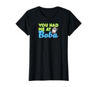 Té Boba a Juego Love You Had Me At Boba Camiseta gráfica económica, Mujer, Negro, L