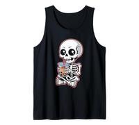 Té Boba de Halloween con Leche de Burbujas de Esqueleto Kawaii Camiseta sin Mangas