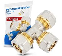 Te Compresión PEX-AL-PEX 16 x 16 x 16 mm Latón Sistema de Tornillos Calefacción Fontanería Conector Adaptador Accesorios para Tubo Pieza de Tubería Multicapa