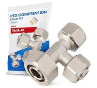 Te Compresión PEX-AL-PEX 16 x 16 x 20 mm Latón Sistema de Tornillos Calefacción Fontanería Conector Adaptador Accesorios para Tubo Pieza de Tubería Multicapa