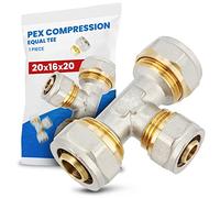 Te Compresión PEX-AL-PEX 20 x 16 x 20 mm Latón Sistema de Tornillos Calefacción Fontanería Conector Adaptador Accesorios para Tubo Pieza de Tubería Multicapa