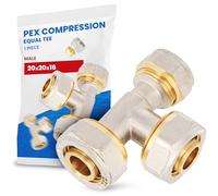 Te Compresión PEX-AL-PEX 20 x 20 x 16 mm Latón Sistema de Tornillos Calefacción Fontanería Conector Adaptador Accesorios para Tubo Pieza de Tubería Multicapa