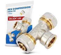 Te Compresión PEX-AL-PEX 20 x 3/4'' x 20 RH Latón Sistema de Tornillos Calefacción Fontanería Conector Adaptador Accesorios para Tubo Pieza de Tubería Multicapa