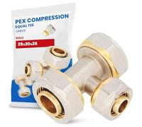 Te Compresión PEX-AL-PEX 25 x 20 x 25 mm Latón Sistema de Tornillos Calefacción Fontanería Conector Adaptador Accesorios para Tubo Pieza de Tubería Multicapa