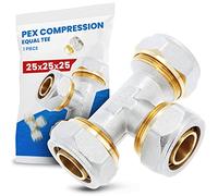 Te Compresión PEX-AL-PEX 25 x 25 x 25 mm Latón Sistema de Tornillos Calefacción Fontanería Conector Adaptador Accesorios para Tubo Pieza de Tubería Multicapa