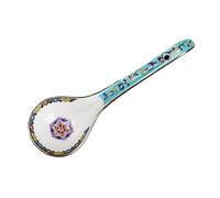 Té Cuchara de sopa mango largo cerámica china, cucharón porcelana esmaltada, cuchara pequeña for, arroz, cereales Ramen, 1 unidad Postre(Green)