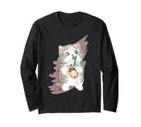 Té de Burbujas de Gato Lindo Gatito Boba Bebida Amante de Las Mascotas Arte Kawaii Manga Larga