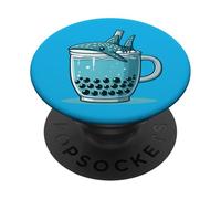 Té de Burbujas de tiburón Ballena, diseño Divertido del océano PopSockets PopGrip Adhesivo