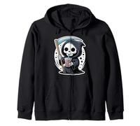 Té de Leche con Burbujas Kawaii Grim Reaper para Halloween, té de Boba Sudadera con Capucha