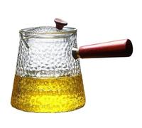 Té de té con infusores para suelto 17 oz Borosilicate Glass Tetera de vidrio transparente con mango de madera Cervecera segura
