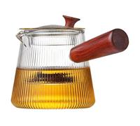 Té de té con infusores para suelto 17 oz Borosilicate Glass Tetera de vidrio transparente con mango de madera Cervecera segura