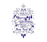 Te deseo una feliz navidad con letras Calcomanías de pared 57.6x86.9cm Pintura mural artística Azul oscuro