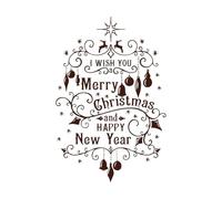 Te deseo una feliz navidad con letras Calcomanías de tallado fino 57.6x86.9cm Personalización personalizada Café