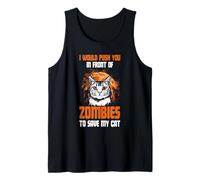 Te empujaría Delante de Zombis para Salvar a mi Gato Divertido Camiseta sin Mangas