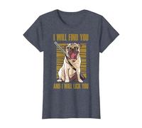 Te encontraré y te lameré Camiseta, Mujer, Azul Jaspeado, L