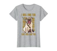 Te encontraré y te lameré Camiseta, Mujer, Gris Jaspeado, XS