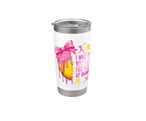 Te estaré esperando en casa Juego de softbol Coquette Bow Vaso térmico de acero inoxidable de doble pared