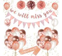 Te Extrañaremos Banner, Decoraciones de Fiestas con Globos de Confeti Oro Rosa Triangle Bander Banner para Graduación Fiesta, Jubilación Que de Despedida de Fiesta Decoraciones