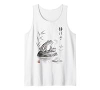 Té japonés Sumi-e Frog Art Zen Ink Wash Serenity Camiseta sin Mangas