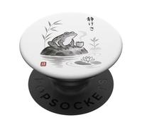 Té japonés Sumi-e Frog Art Zen Ink Wash Serenity PopSockets PopGrip Adhesivo
