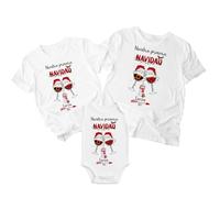 Te lo Personalizo Pack Camisetas y Body Personalizados “Nuestra Primera Navidad ” | Familia - Papá, Mamá y Bebé | Nombre y Año | Idea de Regalo Navidad | Conjunto Matching Christmas