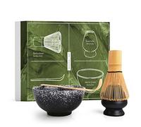 Té Matcha Kit de batidor de matcha y cuchara de bambú, soporte de batidor y cuenco de cerámica - Juego de regalo para la preparación del té tradicional japoné