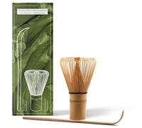 Té Matcha Kit de batidor y cuchara - Juego de batidor (Chasen) de bambú hecho a mano con cuchara (Chashaku) para la preparación del té tradicional japoné