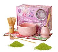 Té Matcha Kit de Ceremonia Japonesa Matcha Set 8 piezas Batidora de Matcha de Bambú,Cuenco de Matcha,Cuchara,Portacucharas, Kit de Ceremonia Matcha,Colador para la ceremonia del té