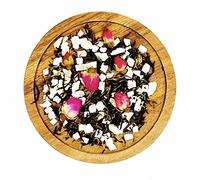 Té negro rosa y melocotón, té negro, ingredientes: rosas enteras, melocotones blancos y té negro fino,100% vegetal