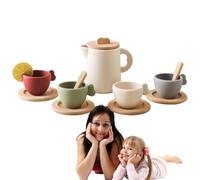 Té para niñas, Té de Madera Conjunto para Niñas - Princess Tea Time Tet Wooden Tea Set para Niñas Té para Niñas Princesa Fitend Jugar Temp Time Time to