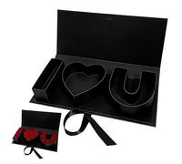 Te quiero Caja de regalo en forma de corazón Caja de San Valentín vacía para rellenar con cartas Decoración floral Negro I Heart U Recuerdo Regalo para San Valentín Boda Día de la Madre Cumpleaños