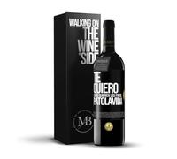 «TE QUIERO como quieren los patos PATOLAVIDA» Mensaje en una Botella. Vino Tinto Premium Reserva 12 Meses + Gift Box. Etiqueta Negra PERSONALIZABLE
